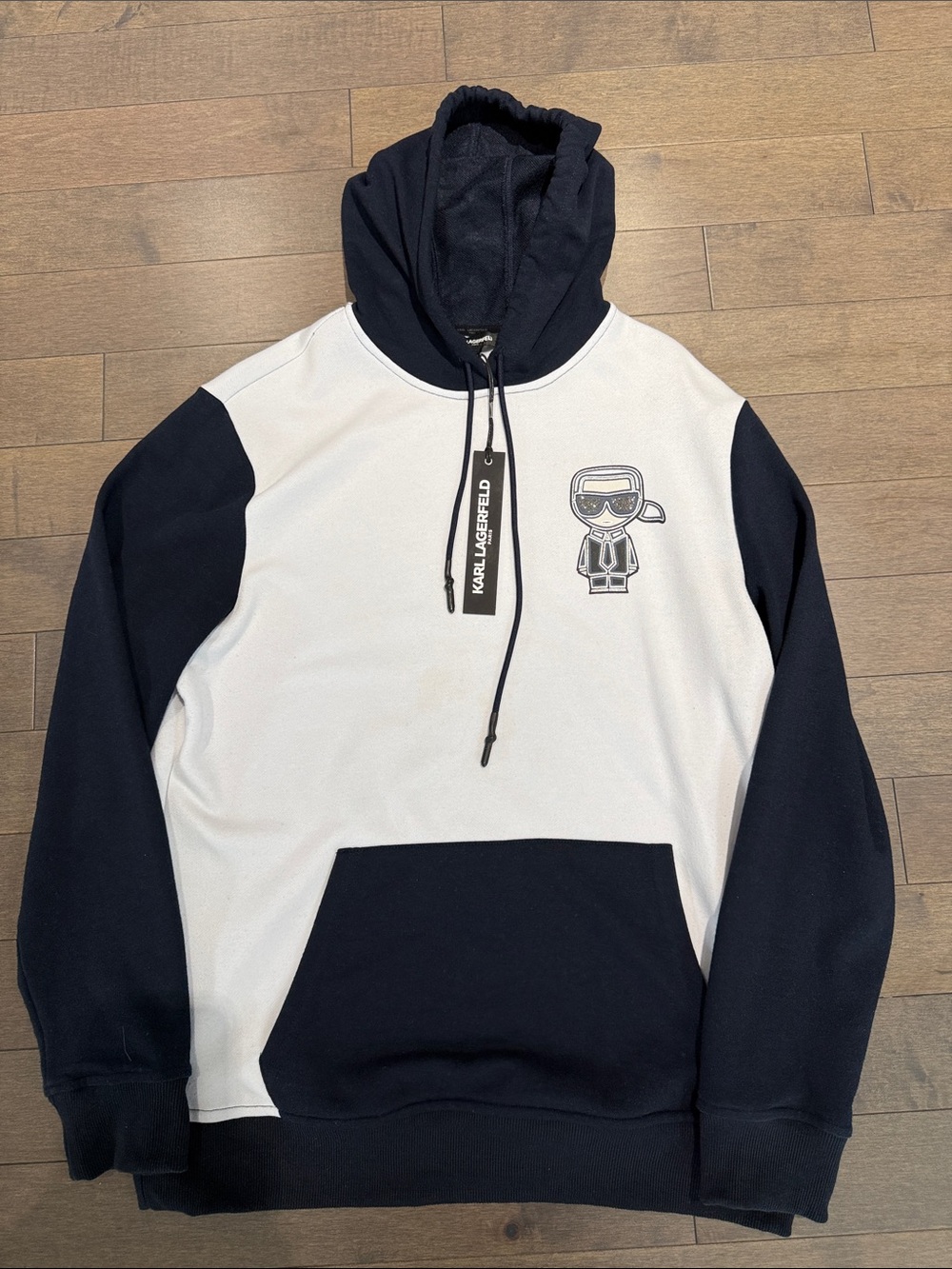 Karl Lagerfeld Black & White Contrast Pullover Hoodie